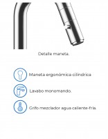 Grifería cromada para lavabo alto modelo Io's 5 de GME especificaciones