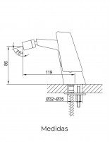 Grifería en latón cromado para bidé modelo Atrio de GME medidas