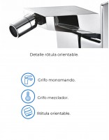 Grifería en latón cromado para bidé modelo Atrio de GME especificaciones