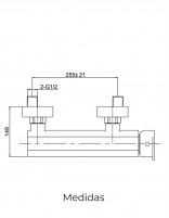 Kit grifería en latón cromado para ducha modelo Atrio de GME medidas