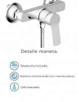 Kit grifería cromada para ducha modelo Rhio de GME especificaciones