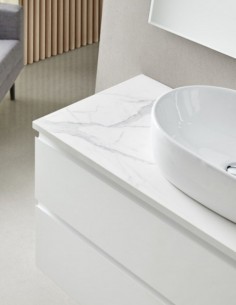 Encimera de mármol técnico para muebles Probath Blanco liso mate 2