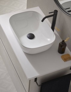 Encimera de mármol técnico para muebles Probath Blanco liso mate