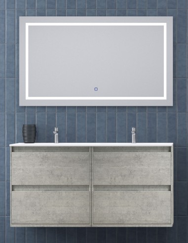 Mueble de cuarto de baño con lavabo doble acabado cemento