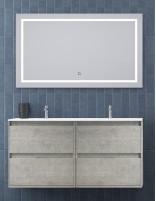 Mueble de cuarto de baño con lavabo doble acabado cemento