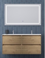 Mueble de cuarto de baño con lavabo doble modelo ENMA de Bathplus acabado Gold