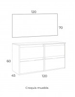 Mueble de baño colgante lavabo doble croquis