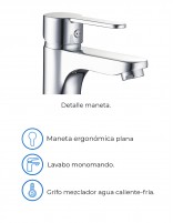Grifería cromada para lavabo modelo Sion de GME especifficaciones
