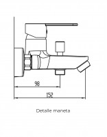 Grifería cromada para bañera modelo Sion de GME medidas