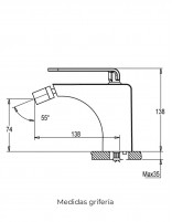 Grifo líneas curvas para bidé modelo Zio de GME medidas