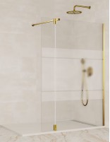 Mampara dorada fija y abatible decorado frost plus