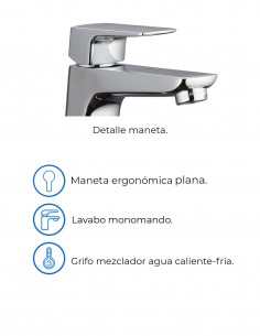 Grifo en latón cromado para lavabo modelo Marriot de GME 2