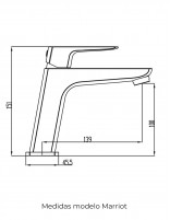 Grifo en latón cromado para lavabo modelo Marriot de GME medidas