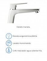 Grifo alto en latón cromado para lavabo modelo Marriot de GME especificaciones