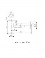 Sifón metálico lavabo croquis