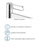 Grifo cromado con aireador cascada para lavabo modelo Dior de GME especificaciones