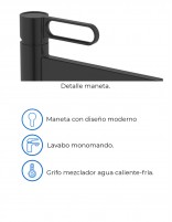 Grifo negro con aireador cascada para lavabo alto modelo Dior de GME especificaciones