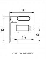 Grifo negro con aireador cascada para bidé modelo Dior de GME medidas