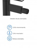 Grifo negro con aireador cascada para bidé modelo Dior de GME especificaciones