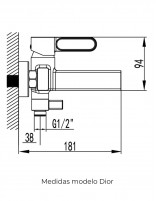 Croquis de Grifo titanio con aireador para bañera - Dior de GME