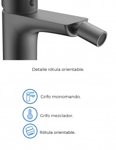 Grifo titanio clásico para bidé modelo Cassio de GME 2