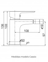 Grifo clásico para bidé modelo Cassio de GME medidas