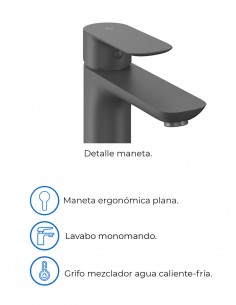 Grifo titanio clásico para lavabo modelo Cassio de GME 2