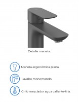 Grifo titanio clásico para lavabo modelo Cassio de GME especificaciones