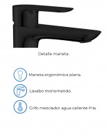 Grifo negro clásico para lavabo alto modelo Cassio de GME especificaciones