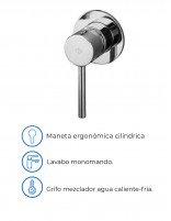 Grifo empotrable acabado en cromo para lavabo modelo Sirio de GME especificaciones