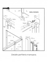 Mampara frontal negra abatible y fijo detalle perfilería