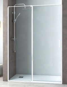 Mampara frontal blanca abatible y fijo modelo Denis