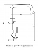 Croquis de Grifo cocina negro con caño giratorio - Noah de GME