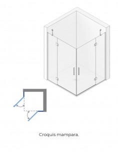 Mampara angular abatible negra modelo Ídola de Seviban 2