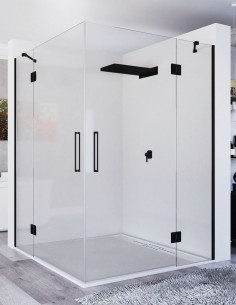 Mampara angular abatible negra modelo Ídola de Seviban