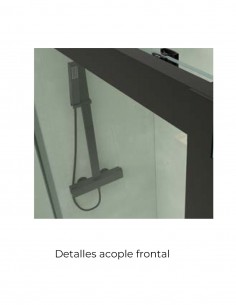 Mampara frontal 2 fijas y 2 correderas modelo Quebec negro de Pobath 2