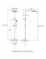 Columna de ducha cuadrada negra croquis