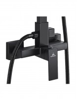 Columna de ducha cuadrada negra detalle