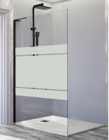 Mampara ducha fija negra sin brazo decorado clio