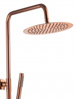 Columna de ducha monomando oro rosa modelo LIKE de Aquassent detalle rociador superior