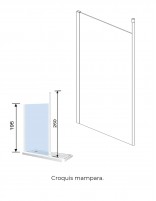 Mampara ducha negra con mástil croquis