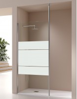 Mampara ducha negra con mástil decorado clio