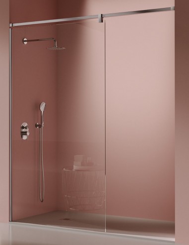 Mampara fija brazo a pared acero cepillado