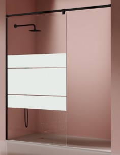 Mampara fija brazo a pared negra modelo Salomón de Kassandra 2