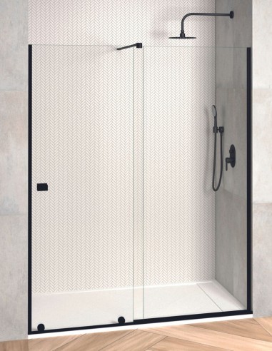 Mampara ducha perfil Negro de Becrisa con detalles en negro