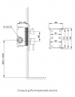 Ducha empotrada monomando modelo Sirio de GME medidas