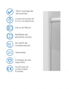 Mampara ducha antical modelo 202 plata frontal corredera de Hispabaño 2