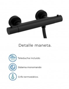 Grifo termostático para ducha negro modelo Round de GME 2