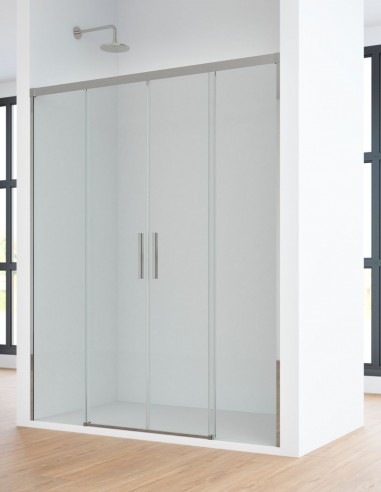 Mampara de ducha frontal dos fijos y dos correderas modelo CAUCE