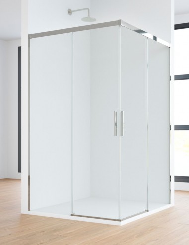 Mampara de ducha angular dos fijas y dos correderas modelo Cauce